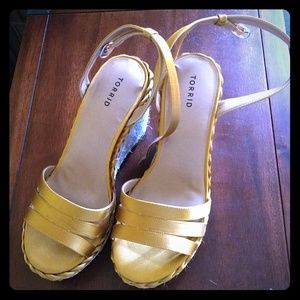 Yellow Espradille Wedge Sandals